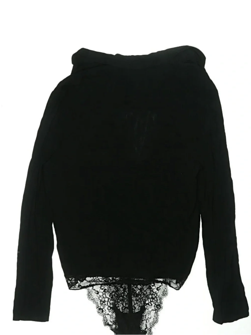 Free People womans Black Lace-Trim Wrap Bodysuit size XS